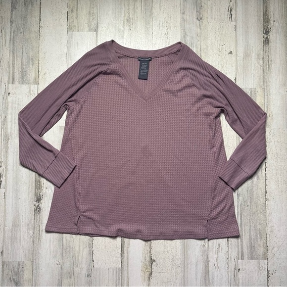 Chelsea Theodore Waffle Knit V-Neck Long Sleeve Top Size XXL - Picture 2 of 4